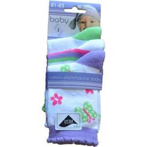 Baby / kinder sokjes butterfly - 24/27 - meisjes - 90% katoen - naadloos - 12 PAAR - chaussettes socks