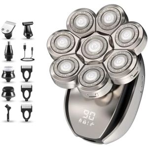 Elektrisch scheerapparaat voor heren - 6-in-1 multifunctionele tondeuse - IPX6 waterdicht - USB oplaadbaar - Nat en droog scheren - Inclusief neustrimmer en accessoires