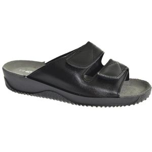 Rohde Leren Dames Slippers Slides Voorgevormd Voetbed - Zwart - 41