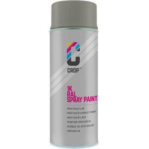 CROP Spuitbus RAL 7030 Steengrijs - Hoogglans - 400ml - Spuitbus verf Grijs - 100% kleurecht - Sneldrogend - Binnen & Buiten - RAL7030