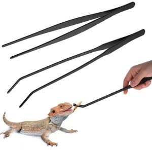 Aquarium Pincetten Set - 25 cm Recht & 27 cm Gebogen Roestvrij Staal Voederpincet voor Reptielen en Waterplanten