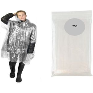 Eizook 250 stuks beschermende wegwerp poncho Transparant Wit - Regen - Festival - Wandelen - Evenement