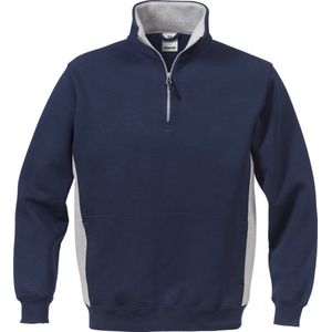 Fristads Sweatshirt Met Korte Ritssluiting 1705 Df - Marineblauw/Grijs - XS