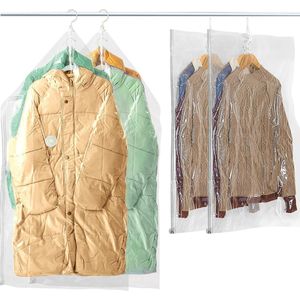 Hangende vacuümzakken met kledinghaken, vacuümverpakking, opbergzakken voor pakken, jurken, mantels, 4 stuks (105x70 cm + 135x70cm)
