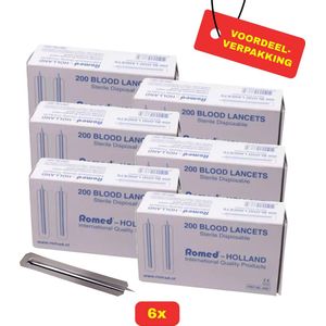 6X Romed Bloedlancetten - 6x 200 stuks - Voordeelverpakking!