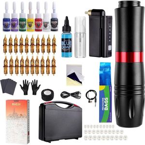 Tattoo Machine Set - Draadloos - Inclusief Inkt en Naalden - Voor Beginners