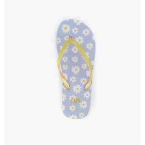 Scapino dames teenslippers met madeliefjes - Blauw - Maat 41