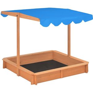 vidaXL Zandbak - Zandbakken - Houten Zandbak - Houten Zandbakken - Zandbak met verstelbaar dak 115x115x115 cm vurenhout
