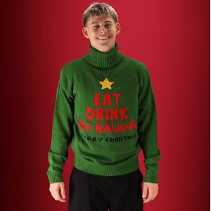 Morethansocks - Foute kersttrui heren - Turtle nek - kerstrrui - kerstrui heren - Eat drink be naughty - kersttruien - kerst trui