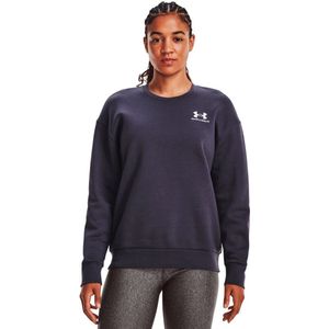 UNDER ARMOUR Essential Fleece Crew Sweatshirt Dames - Tempered Steel / White - L