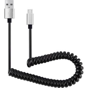 30 cm tot 100 cm hoge snelheid veer stijl Micro USB naar USB 2.0 Flexibele elastische veer Opgerolde kabel USB Data Sync kabel, voor Galaxy, Huawei, Xiaomi, LG, HTC, Sony en andere slimme telefoons (zilver)