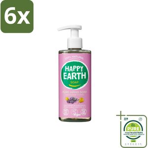 Happy Earth – Handzeep – 100% Natuurlijk Lavender Ylang – 300 ml - Voordeelverpakking - 6 stuks - Natuurlijke handzeep - Vegan handzeep