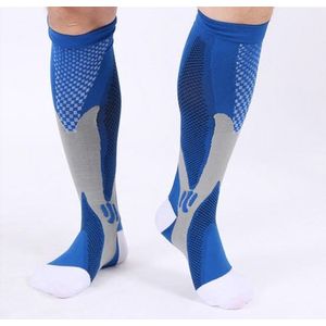 MeditorPlus Sportkousen - Compressiesokken - Compressiekousen - Steunkousen - Hardloopsokken Outdoor - Set van 2 Paar Blauw -  L/XL