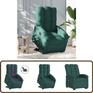 vidaXL Sta-op-massagestoel - Elektrisch - Donkergroen Elektrische Massagestoel - Sta-op Stoel - Massagerugkussen - Ergonomische Stoel - Lounge Stoel