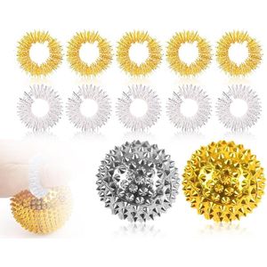 2 stuks magnetische egel massagebal en 10 stuks acupressuur massageringen voor stressvermindering - acupunctuur massageballen