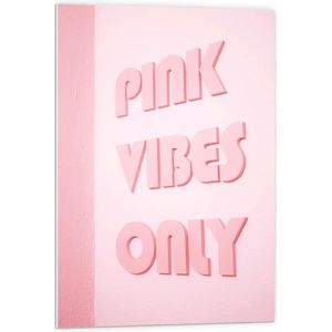 Forex - Roze Bord met Tekst Pink Vibes Only  - 60x90cm Foto op Forex