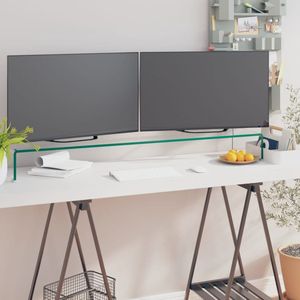 vidaXL TV-meubel - Monitorverhoger - Glas - 120x30x13 cm TV Kast - Tv Stand - Glas Meubilair - Transparante Tv Tafel - Tv Verhoger