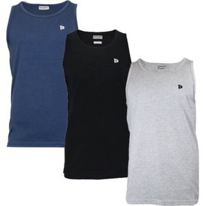 3-Pack Donnay - Muscle shirt (James) - Tanktop - Heren - Navy/Black/Light Grey marl (474) - maat S