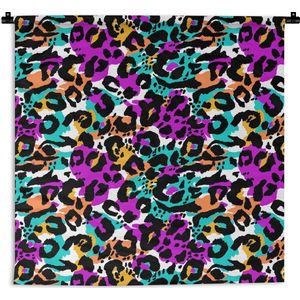 Wandkleed - Wanddoek - Panterprint - Kleur - Vlekken - 60x60 cm - Wandtapijt