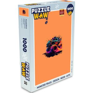 Puzzel Monster truck - Design - Neon - Auto - Legpuzzel - Puzzel 1000 stukjes volwassenen