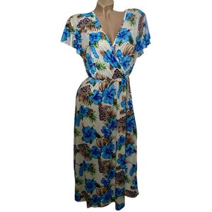 Dames Middellange Zomerjurk / Strandjurk 1513 Maat - S Blauw