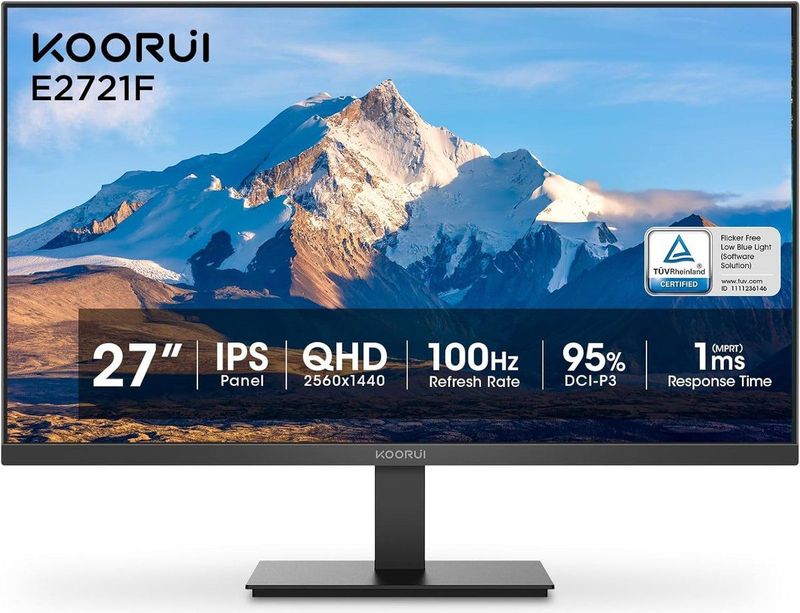 Koorui E2721F - LED-monitor - 27 inch - QHD IPS-scherm - HDMI en DisplayPort