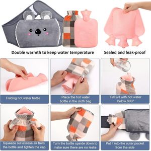 Met water gevulde warme riem, driedelige set, warm in de winter, grijs