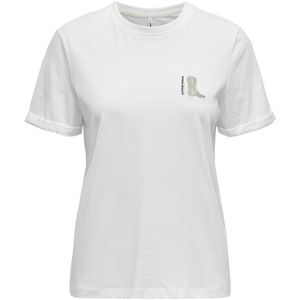 Only T-shirt Onlwest Life Ss Tee Cs Jrs 15320350 Bright White/emb Boot Dames Maat - M