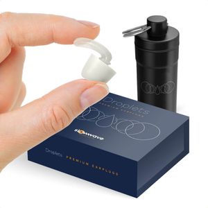Droplets Premium Earplugs - Innovatieve en stijlvolle oordopjes - Uniek design, optimaal comfort en uitstekende demping (26dB) - Geschikt voor slapen, werken, reizen, zwemmen, studeren en uitgaan - Kleur: Quiet Crystal (transparant)