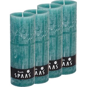 SPAAS Kaarsen - Rustieke stompkaarsen 70/190 mm - Smaragdgroen - Set van 4 - ± 95 Branduren