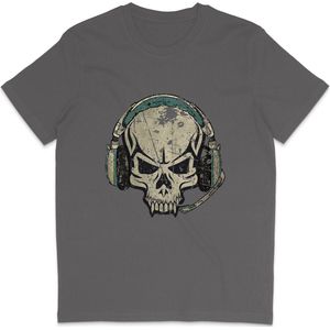 Skull DJ T Shirt Heren Dames - Muziek - Grijs- M