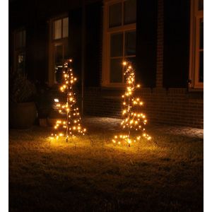Twee verlichte kerstbomen 1,50m hoog - buitenverlichting - kerstverlichting - Sid sparkling collection