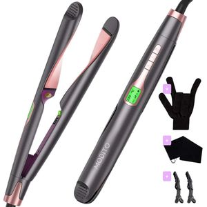 Modito - 2-in-1 Titanium Krultang en Stijltang - Zwart - Inclusief Hitte Beschermende Handschoenen en 2 Haarclips