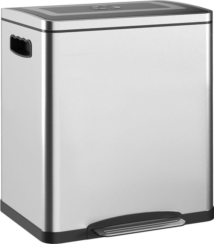 HOMCOM - Prullenbak - Zilver - 40x34,8x47,5cm - Roestvrij Staal - 2 Compartimenten van 15 Liter