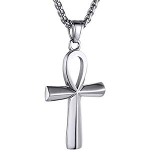 Egyptische Ankh en Oog van Horus Ketting in Roestvrij Staal - Spirituele Bescherming en Geluk