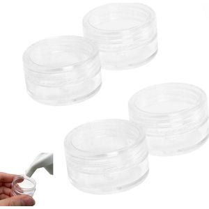 4 stuks - zalfpot -mini crème potjes - proef potjes - 3ml klein rond flesje - Oogschaduwcrème proefflesje - Plastic ronde cosmetische pot - Naadloze lekvrije deksel voor badkamerpotten en reizen