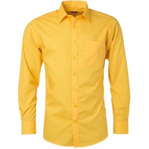 James and Nicholson Heren Longsleeve Poplin Shirt (Geel)