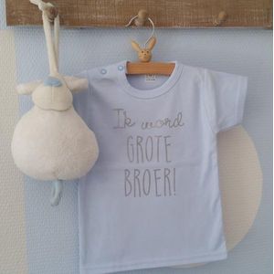 Shirt Aankondiging zwangerschap Ik word grote broer big brother | korte mouw | licht blauw | maat 74 | big bro brother in wording zwangerschap aankondiging bekendmaking Baby