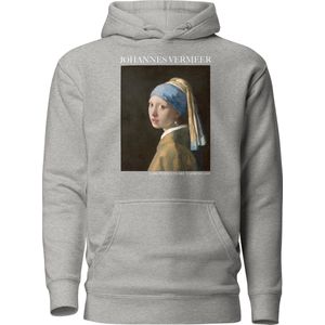 Johannes Vermeer 'Meisje met de Parel' (""Girl with a Pearl Earring"") Beroemd Schilderij Hoodie | Unisex Premium Kunst Hoodie | Carbon Grey | XXL