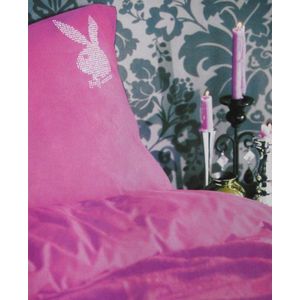 Playboy Strass Silver Dekbedovertrek - Eenpersoons - 140x200/220 cm - Soft Pink