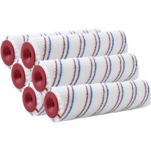 Sorex Muur vacht anti spat verfrollen - 6x - polyester microvezel pluisvrij - 6,6 x 25 cm - Verfspullen - Verfroller