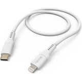 Hama Silicone USB-C naar Lightning Kabel - Oplaadkabel geschikt voor iPhone / iPad - MFI gecertificeerd - 3A USB 2.0 - 480Mbps - 150cm - Wit