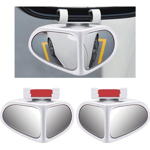Dodehoekspiegel - 2-In-1 Auto-Dodehoekspiegel - Auto Spiegels - 360 Graden Roteerbaar - Universele - Voor Auto's, Suv's, Vrachtwagens - Wit - 2 Stuks