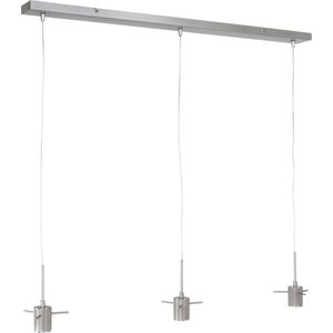 Hanglamp Glass light | 1 lichts | geborsteld staal | transparante kabel | modern design | E27 | 8x100 cm | max. hoogte 150 cm