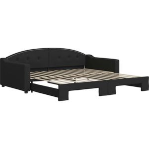 vidaXL - Slaapbank - met - onderschuifbed - 100x200 - cm - stof - zwart