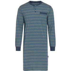 Comte - Heren nachthemd lange mouw - blauw gestreept - maat S