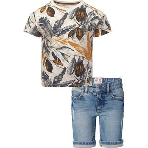 Noppies - Kledingset - Jongen - 2delig - Short Denim Ghent - Shirt Gingoog Antique White - Maat 116