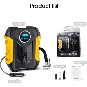 Mygroot - Lucht Compressor - Compact Air - Mini Compressor voor Auto en Fiets - Elektrische Bandenpomp met Drukmeter - Draagbare Luchtcompressor - Autobanden Pomp.