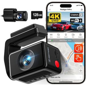 Redtiger F4 Pro 4K Touch Wifi Gps 2CH 128gb dashcam - Sony Starvis 2 sensor - 2,2 inch touchscreen Lcd - Wifi - Gps - Parkeermodus - 4K + Full HD resolutie - 128gb Micro SD kaart - dashcam voor auto