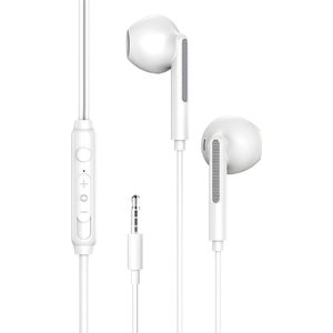 Oortjes met Draad - 3.5mm Jack Aansluiting - In-Ear Oordopjes met Draad - Oortjes met Draad en Microfoon - Wit